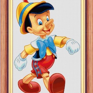 Patrón de punto de cruz de Pinocho, decoración DIY para habitación infantil (patrón PDF)