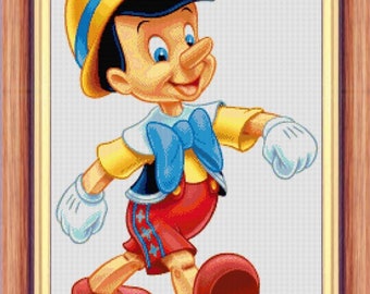 Pinocchio Cross Stitch Pattern, DIY Kids Room Decor (PDF Pattern)