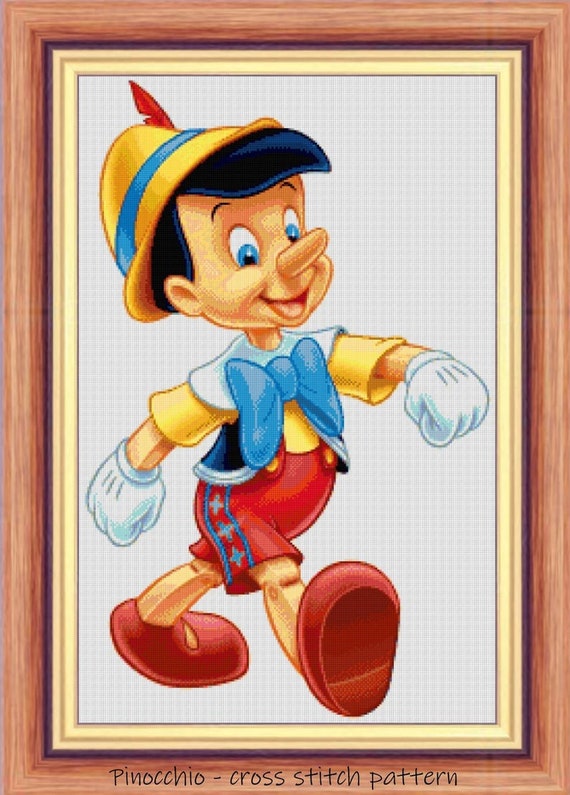 Pinocchio Cross Stitch Pattern, DIY Kids Room Decor (PDF Pattern