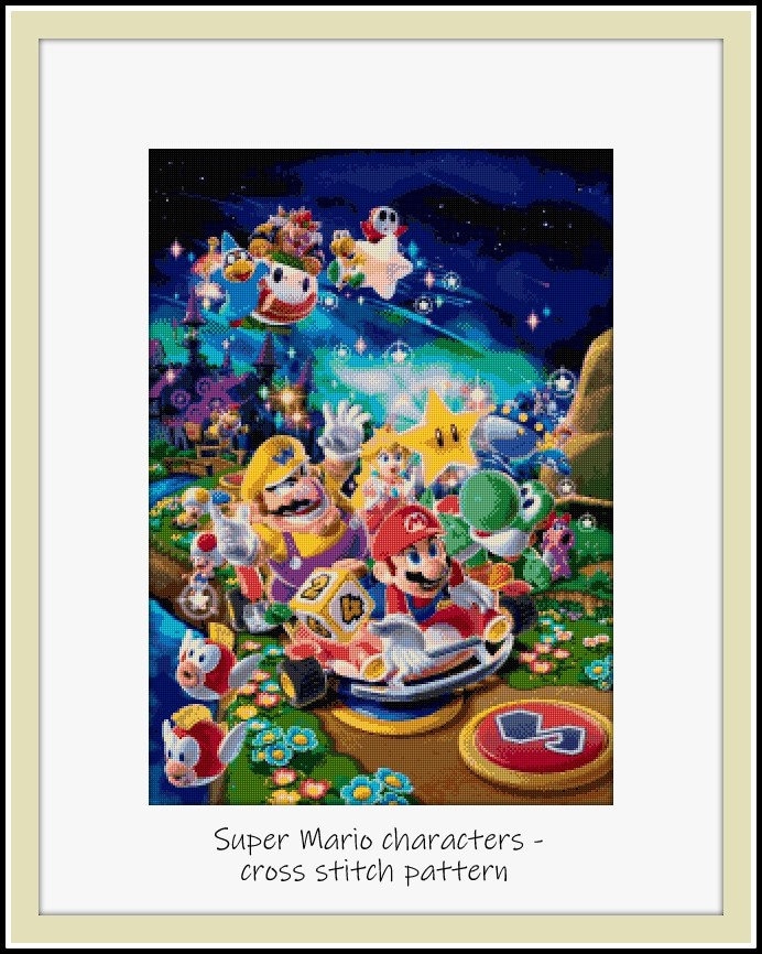 Super Mario characters Cross stitch pattern Tale heroes cross stitch Kids room decoration DIY tale heroes DIY kids room DIY Cute heroes