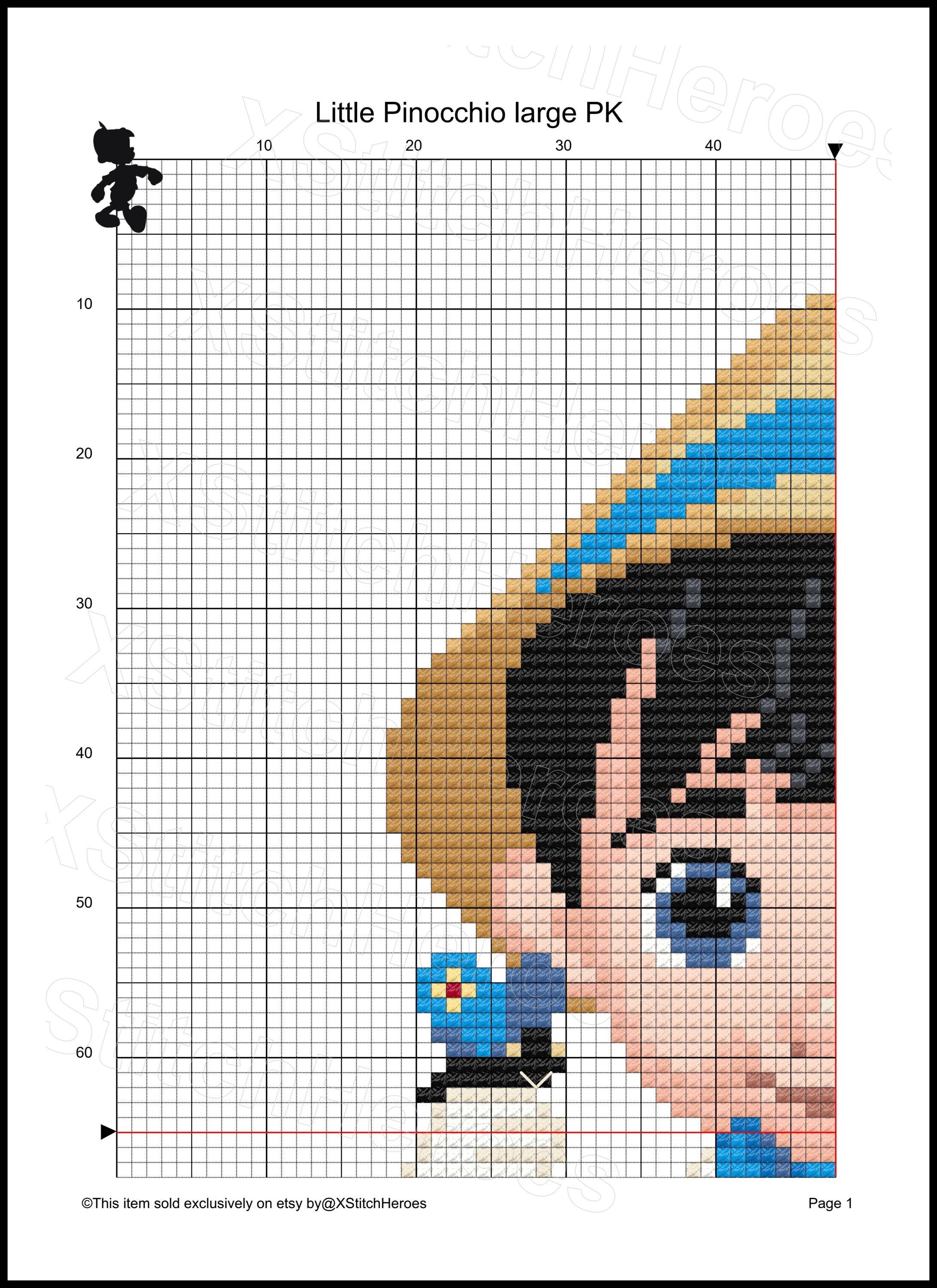 Little Pinocchio Cross Stitch Pattern Cute Heroes Cross Stitch Pattern ...