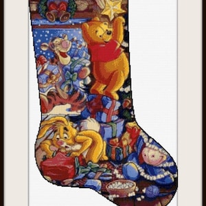 Winnie the Pooh christmas stocking cross stitch pattern Christmas cross stitch cross stitch Winnie the Pooh Kids room decoration DIY Nursery