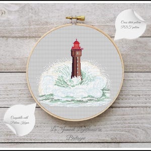 Lighthouse Cross stitch pattern Bretagne DIY France Home decor France Travel Beautiful Old lighthouse Breakwater lighthouse Marine Sea