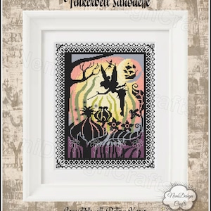 Tinkerbell silhouette Cross stitch pattern Heroes silhouette Kids room decoration Tale scene cross stitch Room decoration Wall decoration