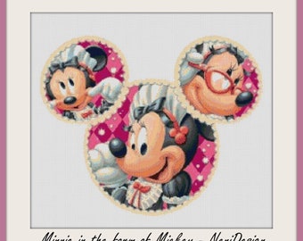 Minnie in the form of Mickey cross stitch pattern Minnie cross stitch DIY Kids room decoration embroidery Tale hero Nursery decoration
