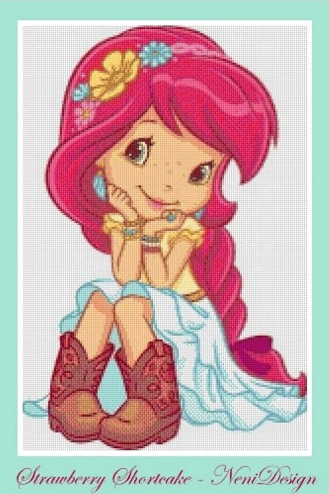 Strawberry Shortcake Cross Stitch Pattern DIY Strawberry Cross Etsy