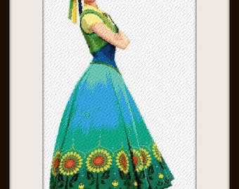 Frozen Fever Anna full figure Cross stitch pattern Home decor Wall decor Kids room decor Frozen cross stitch Tale heroes pattern DIY Anna