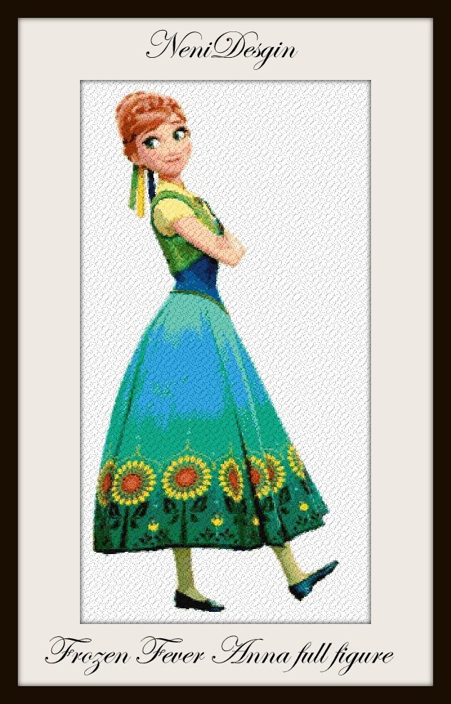 Frozen Fever Anna Full Figure Cross Stitch Pattern Home Decor Wall