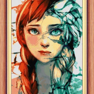 Anna fire and ice Cross stitch pattern Frozen cross stitch Frozen embroidery DIY frozen cross stitch Room decoration Anna princess pattern