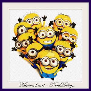 Minion heart Cross stitch Minion Minion cross stitch  Kids room decoration Tale figure cross stitch DIY Minion Nursery decor  DIY Heart
