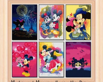 Mickey and Minnie collage, cross stitch pattern, Mickey cross stitch, Minnie cross stitch Kids room decoration Nursery decoration DIY tale