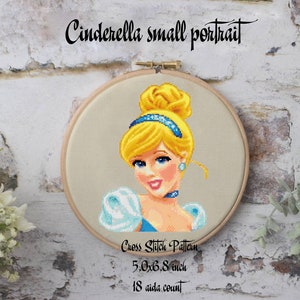 Cendrillon petit portrait motif point de croix princesse point de croix princesse Cendrillon décoration de chambre d&#39;enfants héros de conte décoration de la maison