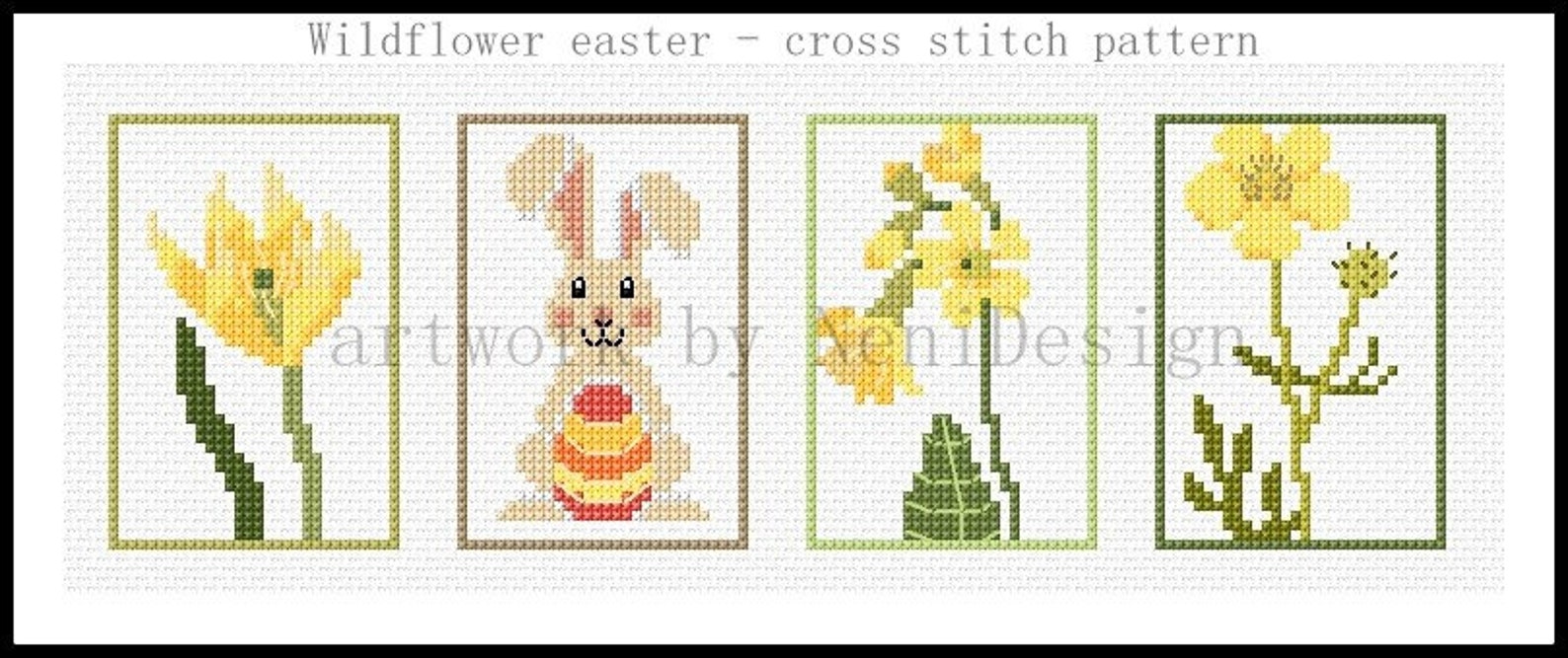 Wildflower Easter, Cross Stitch Pattern, Easter Cross Stitch, Easter ...