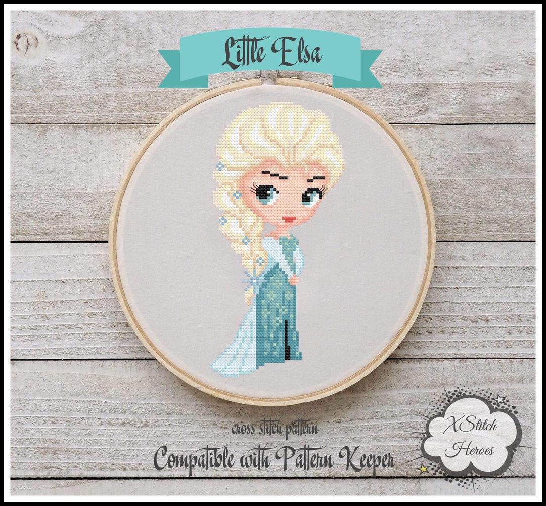Little Elsa Cross Stitch Pattern, Princess Home Decor (PDF Pattern) - Etsy