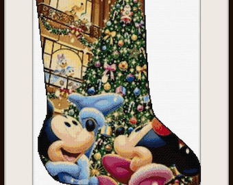Mickey and Minnie Christmas stocking Cross stitch pattern Kids room decoration DIY christmas stocking DIY Mickey Embroidery christmas