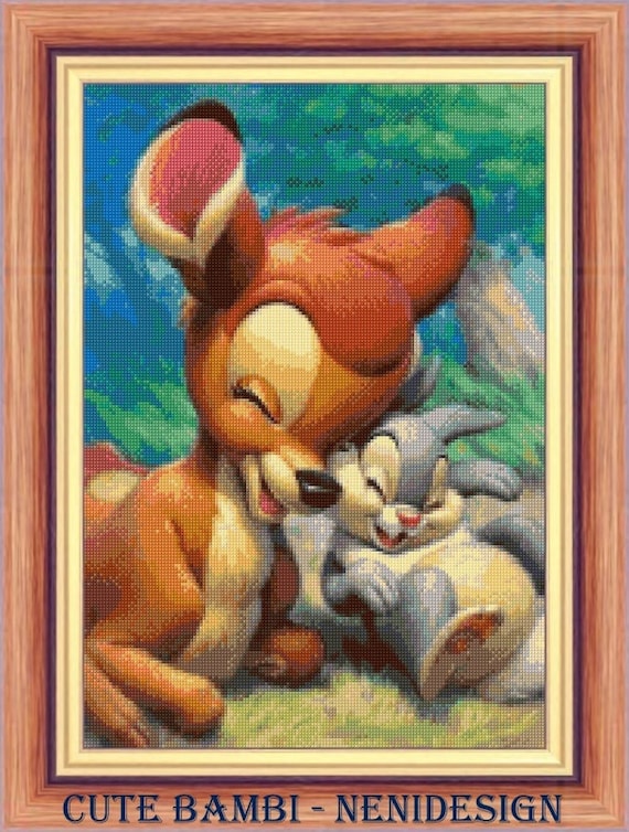 限定300枚★バンビ Bambi★切手 スタンプ アートギャラリー 絵 額縁 Cute Bambi Cross Stitch Pattern Bambi Cross Stitch DIY Bambi Tale
