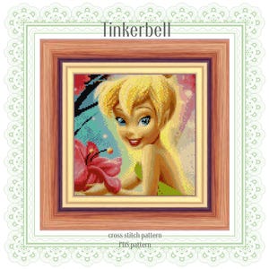Tinkerbell Cross stitch pattern DIY Fairy cross stitch Fairy pattern Tinkerbell Fairy Kids room decoration Cute Tinkerbell cross stitch