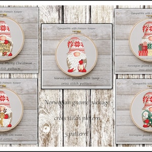 Norwegian gnome package Cross stitch pattern Norwegian cross stitch Gnome cross stitch Cute gnome pattern Christmas cross stitch DIY gnome