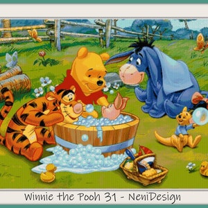 Winnie the Pooh 31 Cross stitch pattern Winnie the Pooh pattern Kids room decoration DIY Pooh and friends Tale heroes cross stitch pattern