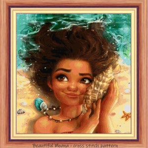 Beautiful Moana Cross stitch pattern Moana princess Moana pattern Kids room decoration DIY princess Nursery decoration Tale hero pattern