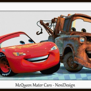 McQueen Mater Cars, cross stitch pattern, McQueen pattern, McQueen cross stitch, Mater, McQueen, Mater pattern, Mater cross stitch, car