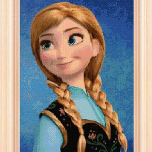 Anna portrait Cross stitch pattern Anna cross stitch Frozen cross stitch Kids room decoration DIY frozen cross stitch DIY Anna princess