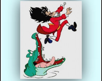 さあ、フック船長のクロスステッチパターン DIY フック船長のクロスステッチ 子供部屋の装飾 保育園の装飾 物語のヒーローのクロスステッチ