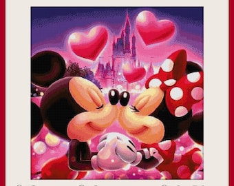 Mickey and Minnie love 2, cross stitch pattern Kids room decoration DIY cross stitch Tale figure cross stitch DIY nursery decoration pattern