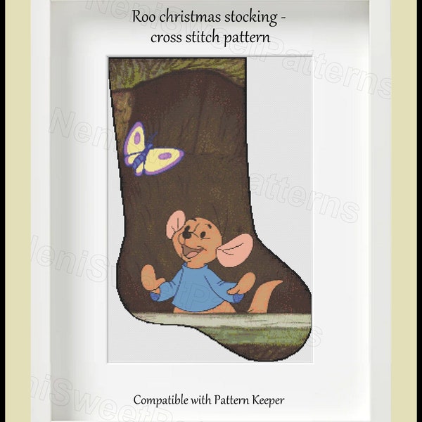 Roo Christmas stocking Cross stitch pattern Christmas pattern Holiday gift DIY christmas gift Home decor Kids room decor Winnie the Pooh