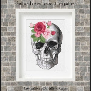 Skull and roses cross stitch pattern Human anatomy Body cross stitch cross stitch Modern cross stitch Rose cross stitch Skull cross stitch