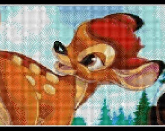 Bambi Cross Stitch Pattern, Kids Room Nursery Decor (PDF Pattern