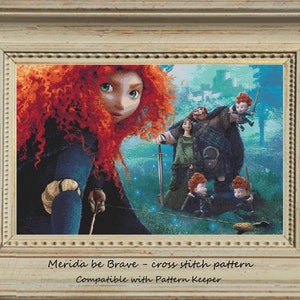 Merida be Brave Cross stitch pattern Princess cross stitch Tale heroes Movie cross stitch Kids room decor Nursery Contemporary Teen room