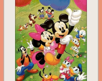 風船を持ったディズニーキャラクター - ミッキー、ミニー、グーフィー