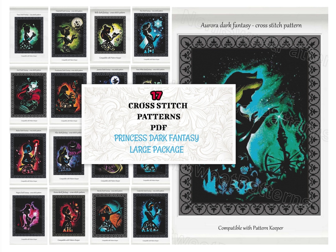 Dark Fantasy Princess Cross Stitch Pattern, 17 Designs (PDF) - Etsy