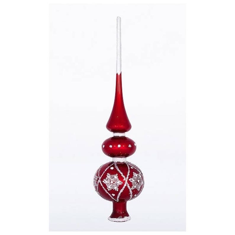Unique Christmas Tree Topper Red Xmas Finial Top White Etsy