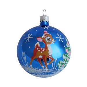 Christmas Baubles, Baubles, Glass Baubles,Christmas Ornaments, Christmas Decorations,Christmas Tree Ornaments-Christmas Ornament Bambi Blue