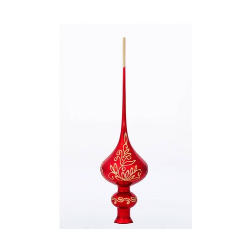 Glass Spire Tree Topper Red Silver Accents Christmas Finial Etsy