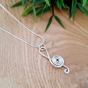 Silver Music Note Pendant, Treble Clef Spiral Musical Pendant, Gift for Musicians, Music Lover Gift, Festival Pendant