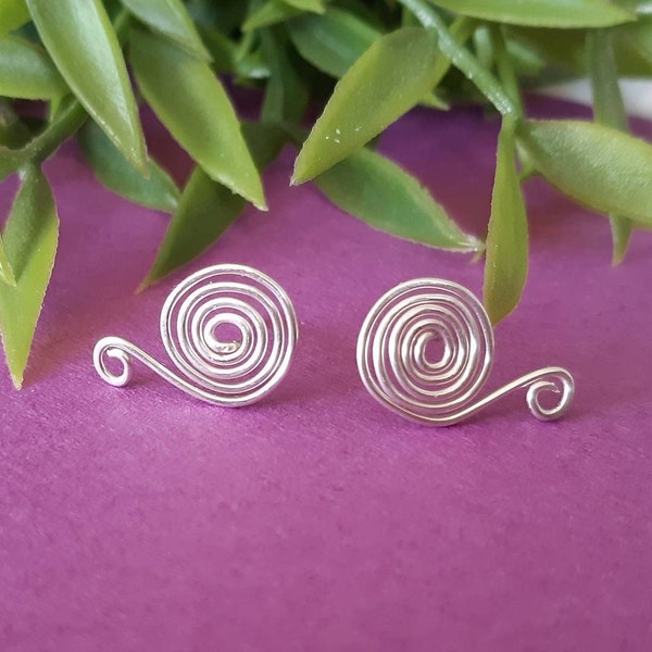 Spiral Stud Earrings, Spiral Earrings, Stud Earrings, Silver Spiral Earrings, Silver Jewellery, Simple Earrings, Gifts for Her