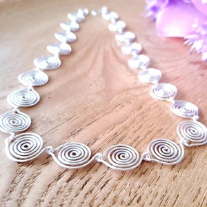 Silver spiral leaf necklace, statement jewellery, birthday gift for women, wedding anniversary anniversary gift for her