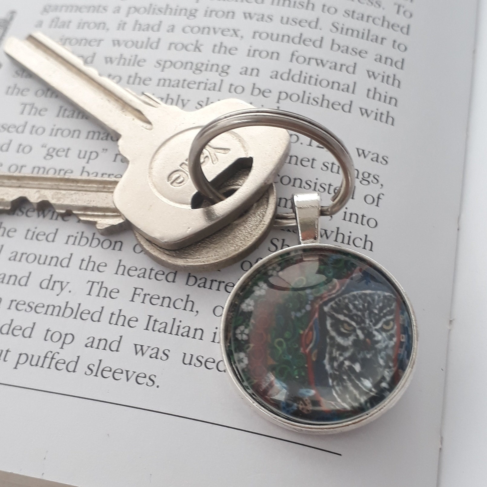Owl Charm Pendant, Unique Owl Charm, Original Art Pendant, Bird Lovers Jewellery Gift, Key Rings