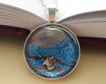 Puffin Pendant Necklace, Original Art Bird Charm