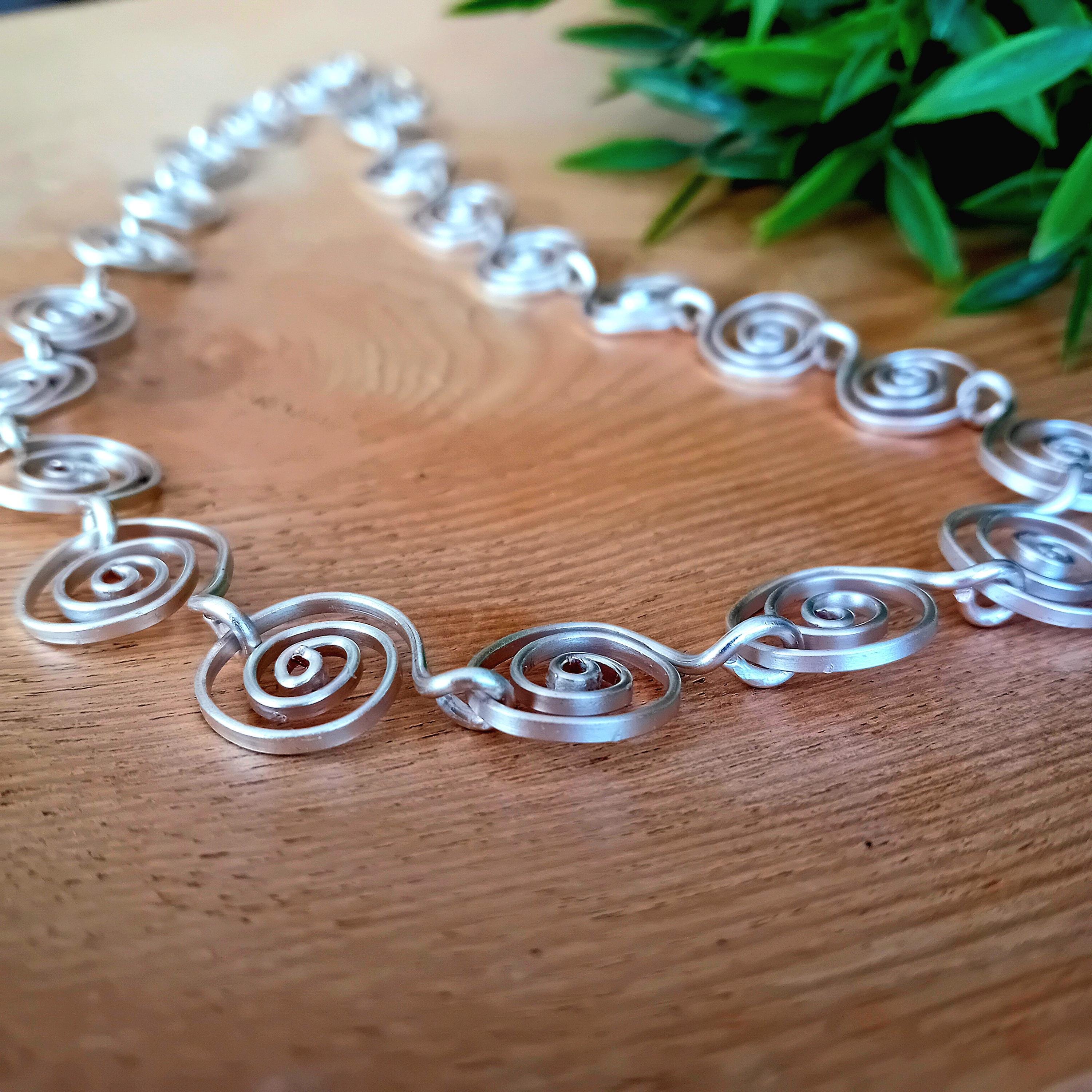 Alice Celtic Silver spiral necklace, statement jewellery