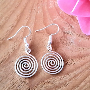 Silver spiral earrings in our open spiral design. Made in a choice of silver grades - silver plate, sterling silver or fine silver.