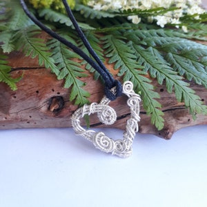 Silver heart pendant, wire wrapped heart necklace, unique gifts for wives, birthday gifts for women