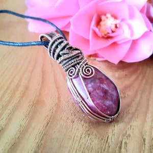 Crackle Quartz Copper Wire Wrapped Pendant, Adjustable Gemstone Necklace, Talisman, Unique Jewellery, Healing Crystal Pendants