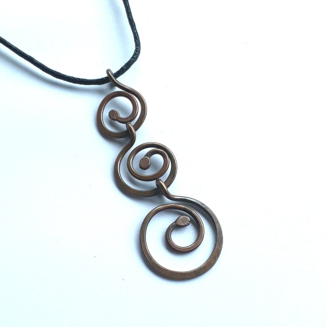 Triple Copper Spiral Pendant Simple Unique Boho Pendant Etsy UK