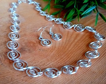 Alice Silver Spiral Celtic Necklace and Earring Set: Wedding Jewelry