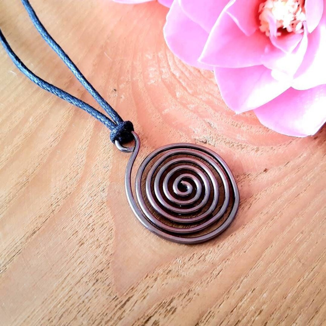 Copper Spiral Pendant Necklace, Rustic Jewellery for Her or Him, Celtic
