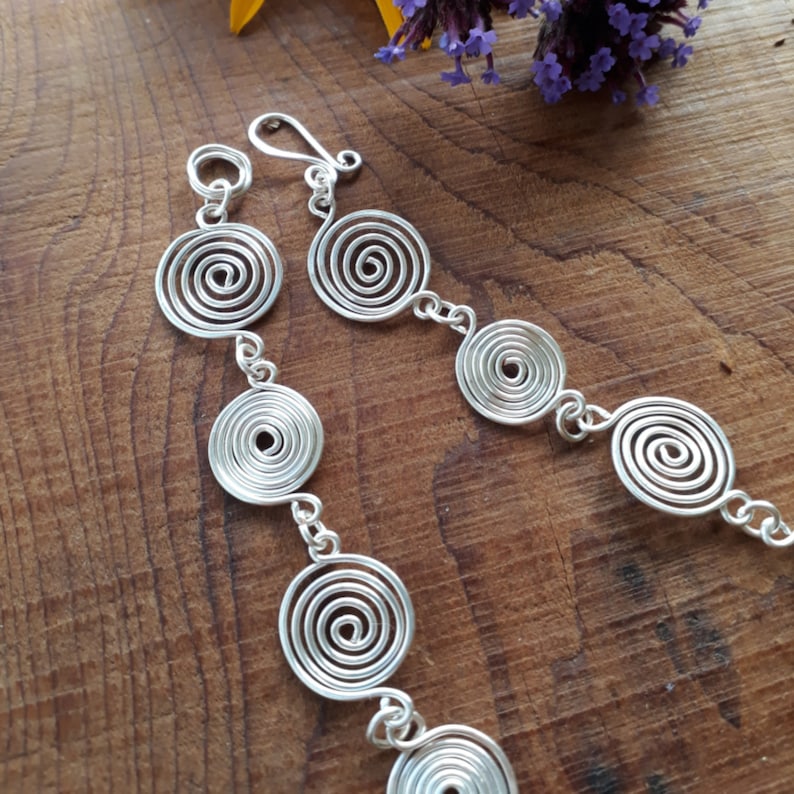 Silver spiral Celtic necklace and earring set